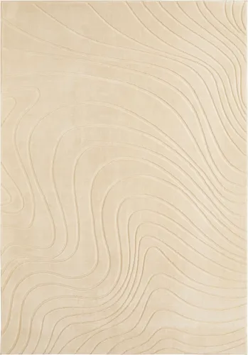Andiamo Teppich Dale, rechteckig, beige - Flachgewebe-Teppich mit Hoch-Tief-Struktur und Carving-Effekt, ideal für Wohnzimmer, pflegeleicht und fußbodenheizungsgeeignet.