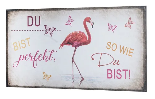 Levandeo® Wandbild, Wandbild 40x20cm Du bist perfekt Spruch Deko Wandschild Freunde Bild