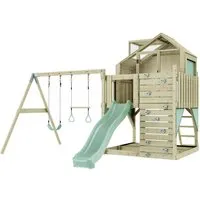 PolarPlay Spielturm Lasse – Der Gewinner für grenzenlosen Spielspaß - Spieltürme mit Kletterwand, Rutsche und Sandkasten. Stabile Konstruktion aus unbehandeltem Holz mit 10 Jahren Garantie – ideal für Abenteurer ab 3 Jahren!