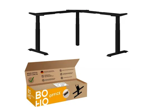 boho office® Eckschreibtisch Basic Line 90 (Tischgestell Schwarz), Stehschreibtisch elektrisch höhenverstellbar mit 3 Speicherplätzen