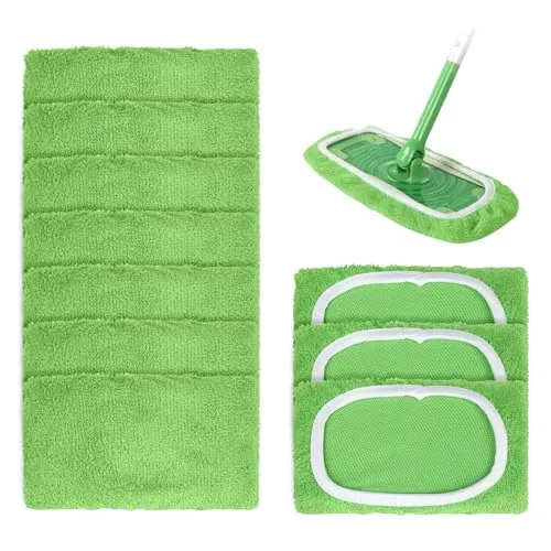 Stück Tücher Wiederverwendbare-Feuchte Bodentücher Kompatibel für Swiffer Bodenwischer, Nass- und Trockenmoppbezug für die Reinigung von Holzböden oder Anderen Oberflächen (grüner, 25.4 x 11.5cm) 10