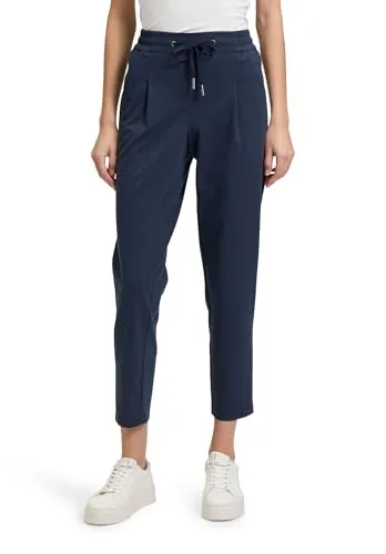Betty & Co Damen Stretch-Hose mit Eingrifftaschen 36, Dunkelblau - Damen-Hosen in 7/8 Länge, figurnah geschnitten mit elastischem Bund für optimalen Tragekomfort und modernem High Waist Look.