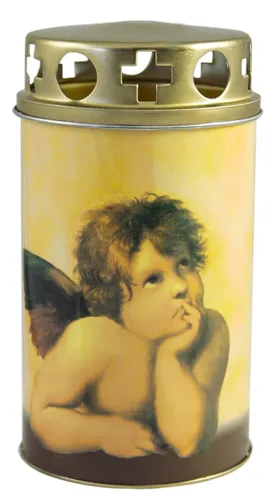 30-35 Std. Grablicht - Motivkerze - Gedenkkerze - Motiv Engel Ökolicht JEKA