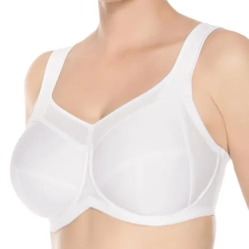 Ulla Dessous - Kate - Sport-BH mit Bügel (115 E Weiß) - Funktionsunterwäsche mit viergeteilten Cups für perfekten Sitz und optimaler Stabilität. Atmungsaktives Material und gepolsterte Komfort-Träger sorgen für ein angenehmes Tragegefühl bei jeder Aktivität.
