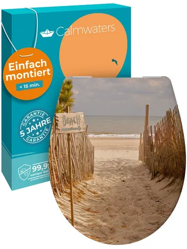 Calmwaters WC-Sitz Motiv Sandstrand mit Absenkautomatik - Toilettendeckel mit maritimem Sandstrand-Motiv und Absenkautomatik, antibakteriell und einfach zu montieren - ideal für jedes Badezimmer.