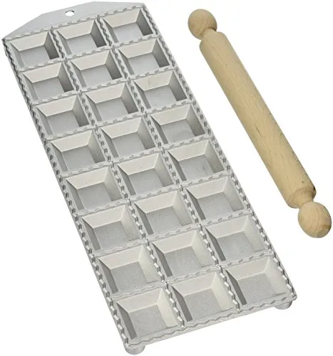 Ravioliform Alu 24er (quadr.) mit Nudelholz