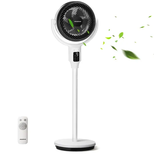 Aigostar 23dB Leiser Standventilator mit Fernbedienung - Leiser 23dB Standventilator mit 135° Oszillation und 9 Geschwindigkeitsstufen. Ideal für Schlafzimmer und Büros. Mit Aromafilter für ein angenehmes Raumklima und Timer-Funktion für individuellen Komfort.