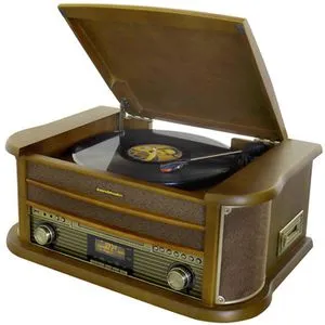 Soundmaster NR565DAB USB-Plattenspieler Eiche - Vielseitiger Plattenspieler mit DAB+ Radio, Bluetooth und USB Wiedergabe, ideal für Musikliebhaber, die analog und digital genießen möchten.