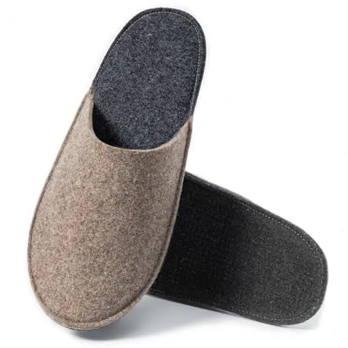 easy and green Gästehausschuhe Filz - Rutschfeste Pantoffeln aus recyceltem Material - Hausschuhe aus 100% nachhaltigem Filz, Made in Germany. Extra weiche Polsterung für überlegenen Tragekomfort und rutschfeste Sohle für sicheren Halt.