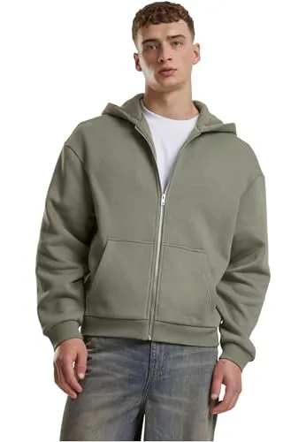 Urban Classics Fluffy Zip Hoody Kapuzenjacke - Komfort und Stil in paleolive, Größe L - Herren-Sweatjacke aus schwerem Sweatgewebe (330 g/m2) mit weicher Innenseite für besten Tragekomfort. Ideal für den täglichen Einsatz und schützt vor Wind.