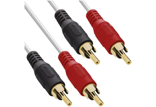 Inline InLine® Cinch Kabel, 2x Cinch, Stecker / Stecker, weiß / gold, 0,5m Audio- & Video-Kabel