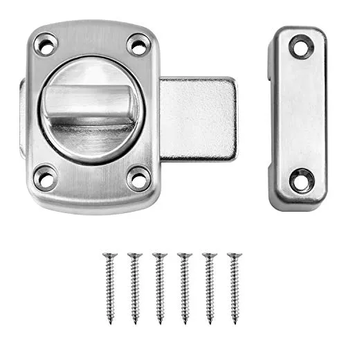 QWORK® Türriegel Diebstahlsicherung Innentür, Edelstahl Drehriegel Türschloss für Badezimmertür Schranktür, Silber
