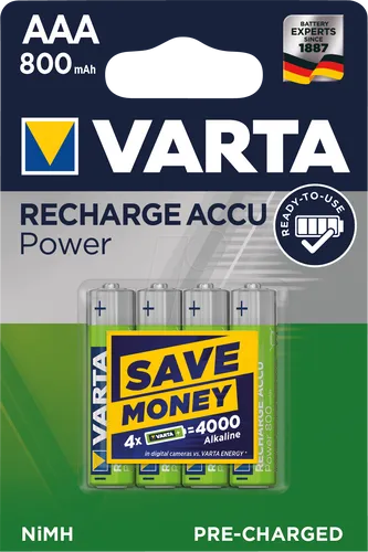 VAR R2U 4X800 - NiMh Akku, AAA (Micro), 800 mAh, 4er-Pack