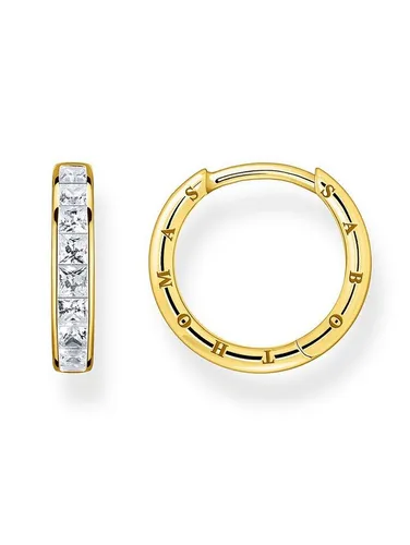 Thomas Sabo Damen Creolen Gold 20x1,8mm - Elegante Creolen aus 925 Sterlingsilber mit 750 Gelbgold Veredelung und funkelnden Zirkonia für strahlende Akzente. Ideal für jeden Anlass und perfekten Tragekomfort dank Clipverschluss.
