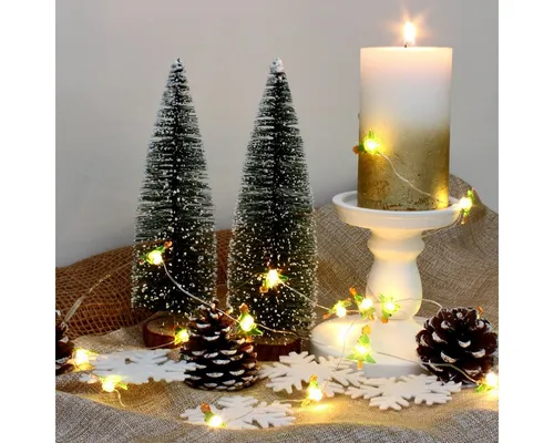 MARELIDA LED-Lichterkette Silberdraht Tannenbaum Weihnachtsdeko Acryl 20LED 1,9m Batterie, 20-flammig