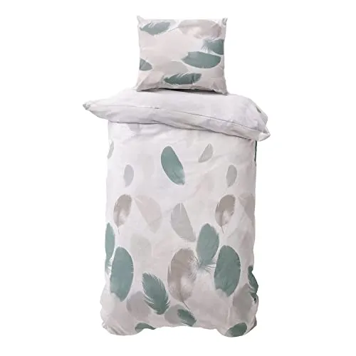 Class Home Collection Bettwäsche 135x200 Renforcé Baumwolle – 2-teiliges Set mit Kissenbezug 80x80, weich und atmungsaktiv, Ganzjahres-Bettwäsche mit Reißverschluss, Feder Weiß