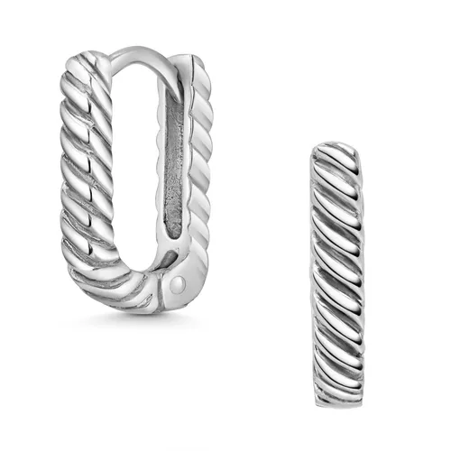 MATERIA Eckige Creolen Silber 925 klein gedreht