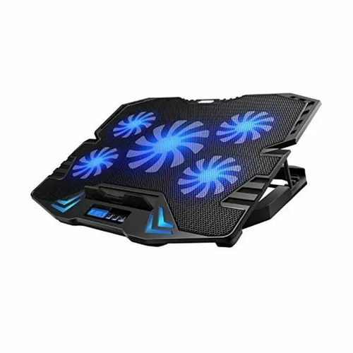 Ewent Cooling Pad 17'' EW1259 Schwarz - Laptop-Ständer mit 5 leisen Lüftern, einstellbarer Höhe und USB-Stromversorgung für optimale Kühlung und Komfort.