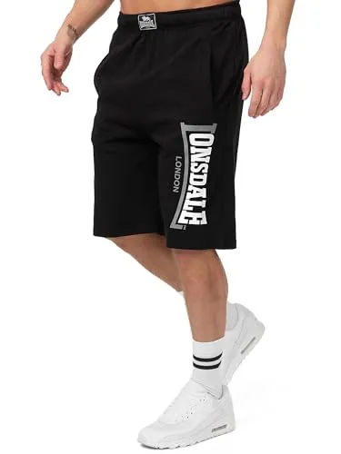 Lonsdale Herren Shorts Normale Passform Logo Jam, Black 4XL - Activewear-Shorts für Herren, aus hochwertiger Baumwolle mit elastischem Bund und innenliegendem Kordelzug für optimalen Tragekomfort.