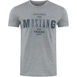 Mustang Herren T-Shirt Mehrfarbig Rundhals Regular Fit S bis 6XL Regular Fit Grau 3XL