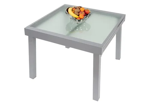 Gartentisch Ausziehtisch Esstisch 90-180cm schwarz - DIPLOMAT ib style® - Tisch aus Aluminium mit Sicherheitsglasplatte, wetterfest und ausziehbar von 90 auf 180 cm, ideal für Garten und Terrasse.