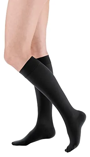 medi mediven plus Kompressions Kniestrümpfe Unisex | Medizinische Kompressionsstrümpfe CCL2 für Damen und Herren | Schwarz | Größe II | geschl. Spitze | normal