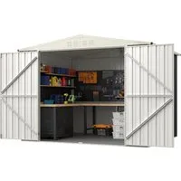 Costway Metall Gerätehaus 246 x 193 x 180 cm – Robuster Geräteschuppen - Robustes Metall Gerätehaus mit 246 x 193 x 180 cm für vielseitigen Stauraum. Hergestellt aus witterungsbeständigem Stahl, ideal für Gartengeräte und Werkzeuge. Einfache Montage mit weniger Schrauben.