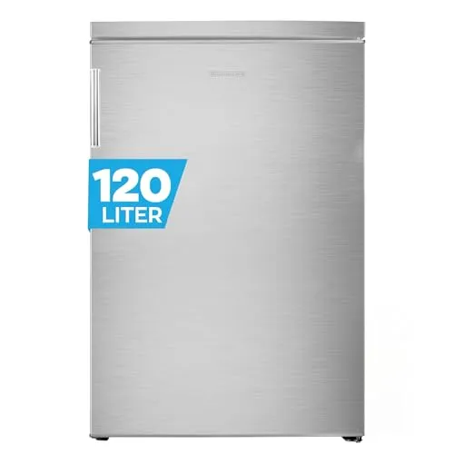 HEINRICHS Getränkekühlschrank 120L – Kompakter Mini-Kühlschrank mit Gefrierfach - Mini-Kühlschrank mit 120L Volumen, nahezu lautlos (40db) und ideal für Büro, Camping oder Garten. Sparsam mit nur 137 kWh/Jahr und bietet Platz für Getränke und Snacks.