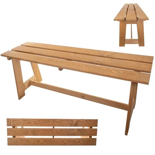 KADAX Gartenbank aus Holz, 2-Sitzer Holzbank ohne Armlehnen & Rückenlehne, Sitzbank, Parkbank, Außenbank für Balkon, Garten, Terrasse (Goldeiche)