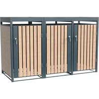 Westmann Mülltonnenbox Planta 3x240 L - Außenanbau mit Pflanzdach, modern und funktional — verstecke deine Mülltonnen stilvoll und schaffe gleichzeitig einen grünen Akzent im Garten.