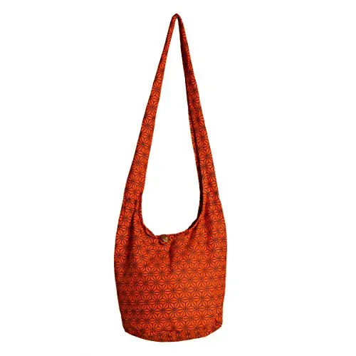 PANASIAM Shoulderbag Asanoha Design in Orange, L - Damen-Schultertaschen, stilvolles Asanoha Design in leuchtendem Orange – perfekt für einen modischen Auftritt!