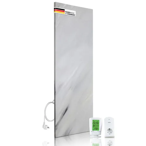 Marwona Naturstein Infrarotheizung 800 Watt mit Digitalthermostat - Elektroheizkörper mit 5 Jahren Garantie, energiesparend und ideal für gesundes Heizen ohne Staubverwirbelungen – Made in Germany.