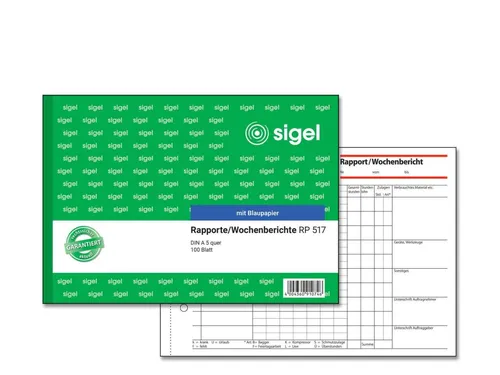 SIGEL Formularbuch Wochenbericht DIN A5 quer 1x 100 Seiten RP517