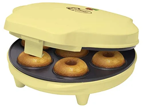 Bestron Donut Maker im Retro Design - Donutmaker für 7 Mini-Donuts, ideal für Brunch oder Kaffeezeit. Mit Antihaftbeschichtung und automatischer Temperaturregelung für perfekte, goldbraune Donuts.