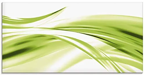 ARTland Wanddeko Glasbilder Wandbild Glas Bild einteilig 60x30 cm Querformat Moderne Kunst Abstrakt Modern Rauch Welle Grün T1EU