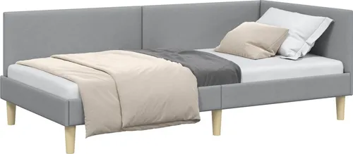 vidaXL Eckbettgestell mit Kopfteil Hellgrau 90 x 190 cm