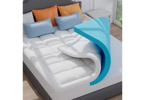 Elemuse Topper H3/H4 Gel Memory-Schaum - Topper für Boxspringbett, 7 cm hoch mit atmungsaktivem Gel-Schaum für optimale Druckverteilung und Komfort, ideal für alle Schlafpositionen.