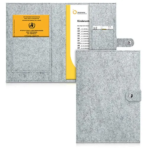 kwmobile Hülle für das deutsche Untersuchungsheft aus Filz - U-Heft Hülle und Impfpass Hülle mit extra Fächern - Cover Filz