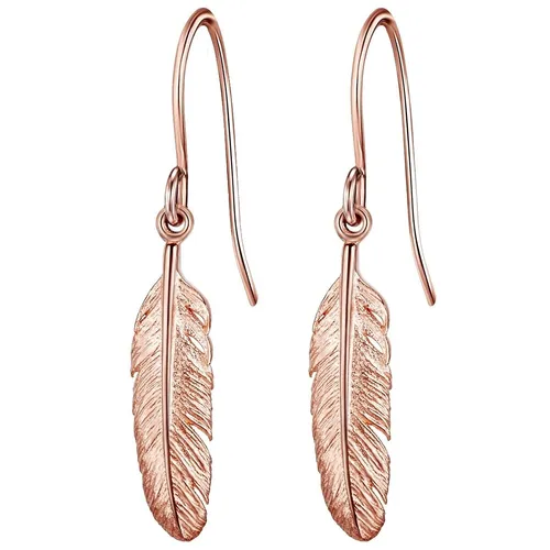 Glanzstücke München Damen-Ohrhänger Feder aus Sterling Silber - Elegante Ohrringe in Rosévergoldung mit trendigem Feder-Design, perfekt für Fashionistas. Hochglanzpolierte Oberfläche und eine Länge von 33,4 mm.