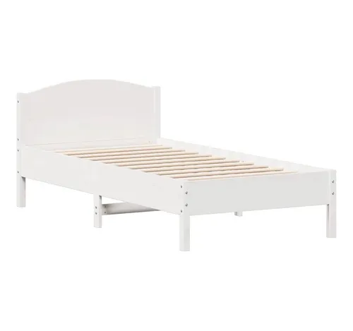 furnicato Bettgestell Massivholzbett Weiß 75x190 cm - Massives Kiefernholz-Bettgestell in elegantem Weiß für erholsamen Schlaf. Mit stabilen Sperrholzlatten und hervorragendem Kopfteil für optimalen Komfort beim Sitzen.