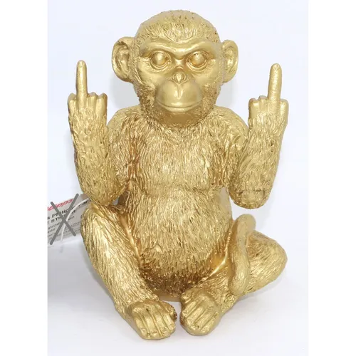 Dekofigur Affe mit Mittelfinger 10x9x13,5 cm | Lustige Polyresin Figur im 12er Set