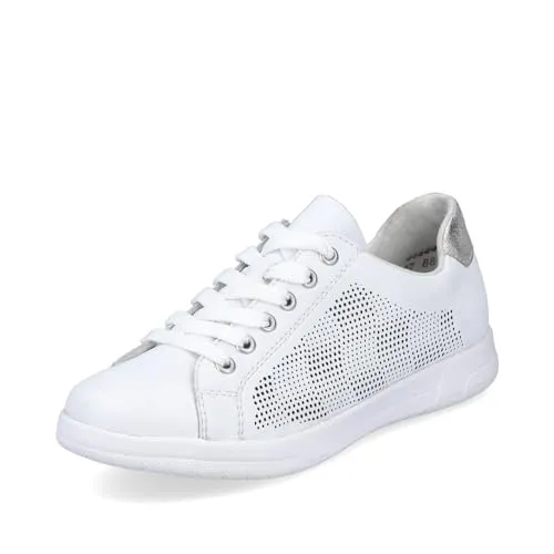 Rieker Damen Sneaker 45606 aus Leder mit Lochmuster - Halbschuhe mit atmungsaktivem Lochmuster und gepolsterter Einlage für optimalen Tragekomfort – ideal für warme Sommertage!