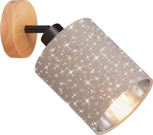 Wandleuchte Wandspot Sternendekor 1xE27 25 W taupe Metall-Holz-Stoff Briloner