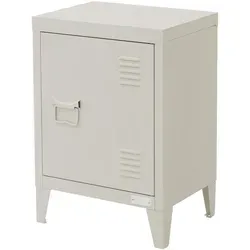 ML-DESIGN Nachttisch Hellgrau 40x30x58 cm - Industrieller Nachttisch aus pulverbeschichtetem Stahl mit verstellbarem Regalboden und Tür mit Magnetverschluss. Vielseitig einsetzbar als Nachttisch oder Beistelltisch.