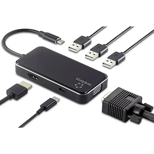 Renkforce USB-C Dockingstation RF-HUB-230 - Universal USB-C Dockingstation für Notebooks und Tablets, unterstützt bis zu 60 W Power Delivery und ermöglicht den Anschluss von 4K-Monitoren sowie 3 USB 3.0 Geräten gleichzeitig.