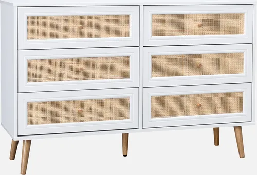 Produktbild Elegante Kommode mit Holzeffekt und Rohrgeflecht