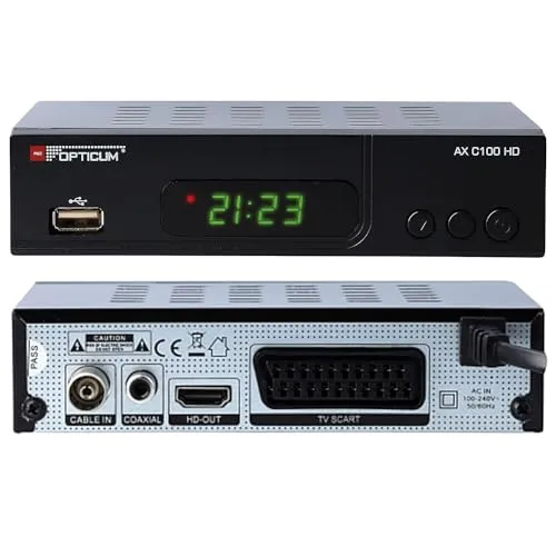 Opticum AX C100 HD schwarz - TV-Receiver - HD TV-Receiver mit einfacher Bedienung, ideal für den Empfang von Satellitenfernsehen und inklusive Bedienungsanleitung.
