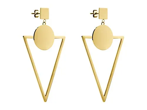 LIEBESKIND BERLIN Damen-Ohr Jacke Edelstahl LJ-0287-E-66 - Ohrringe für Damen mit geometrischen Dreieck- und Kreisanhängern, leicht und elegant aus hochwertigem Edelstahl in IP Gold, ideal für jeden Anlass.