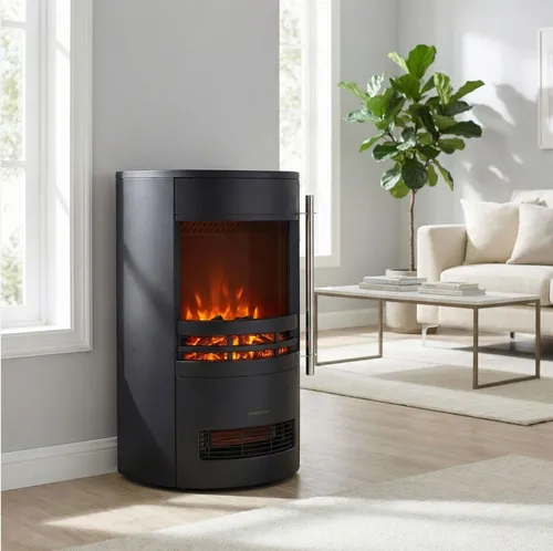 Glow Fire Elektrokamin 'Focus' | LED Standkaminofen in Schwarz mit Heizung (2000 W)