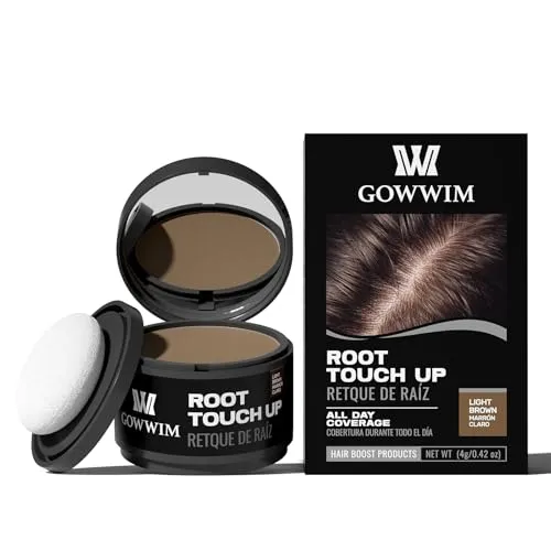 gowwim Haarpuder Frauen,Hairline Haaransatz Schattenpulver,Haaransatzpuder Ansatzpuder Graue Wurzel zu Vertuschen,4g hellbraun